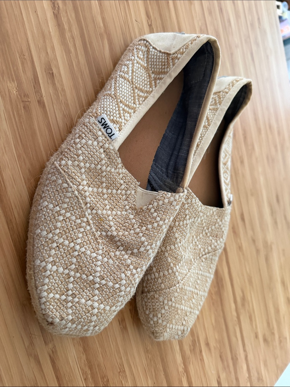 TOMS Natural Beige Woven Slip-Ons